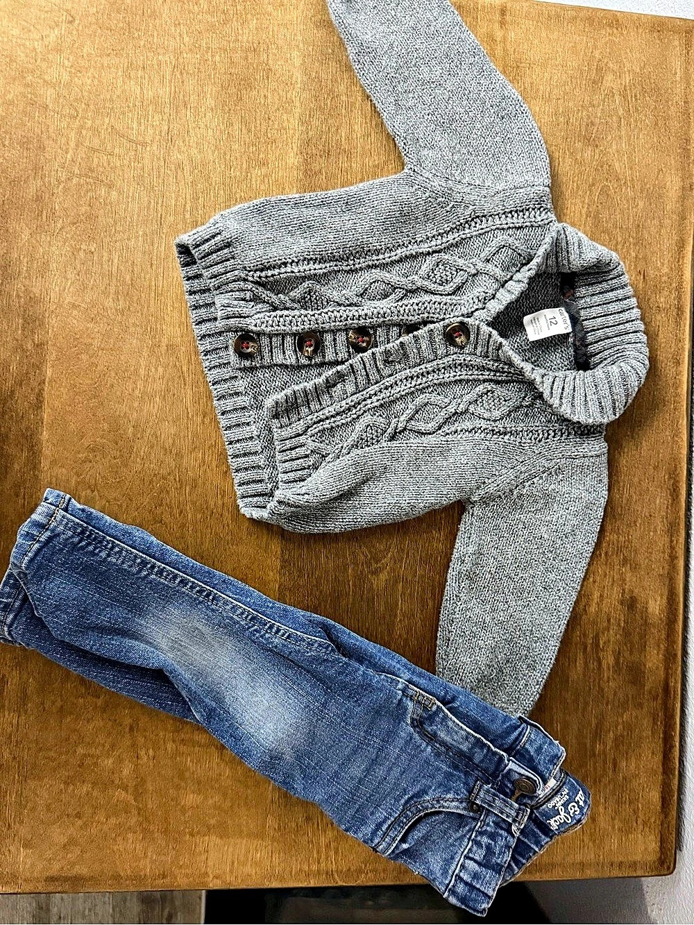 carter's Baby Matching Set Gray Sweater Blue Jeans 12M